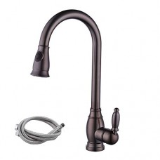 KES Brass Bar Sink Faucet with Pull Down Sprayer Head Modern Single Tall Large Commercial Pullout Kitchen Faucet Sprayer Pulldown High Arc Gooseneck Oil Rubbed Bronze  L6933-7 - B01AR7P21W
